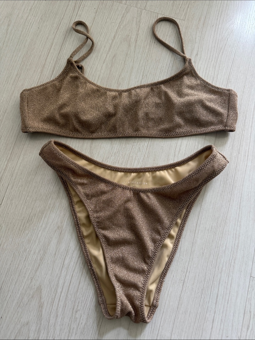 LA Hearts Bu PacSun Gold Taupe Shimmer California Sporty Bikini